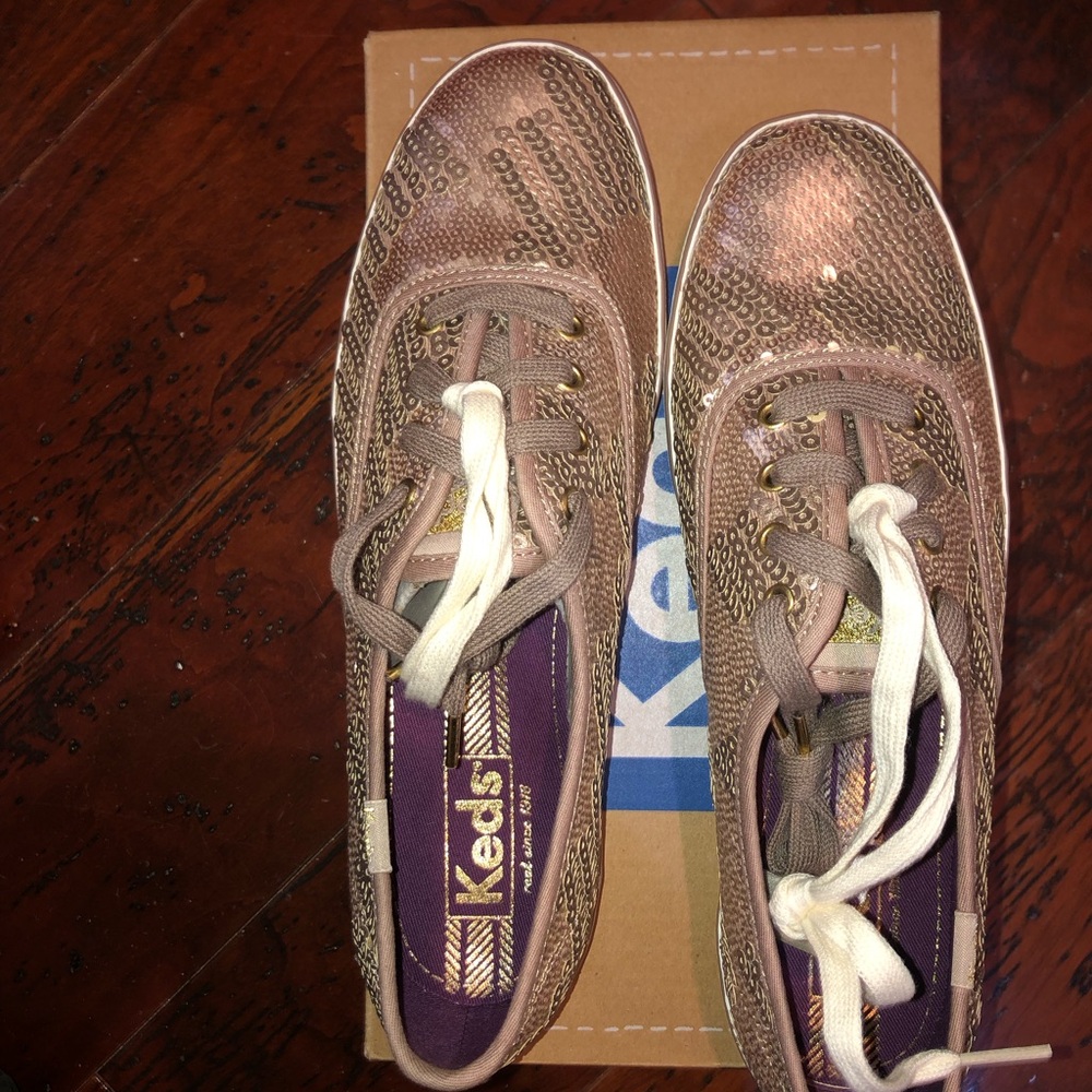 Keds sequin bronze Athletic Shoes with Brogue Detailing